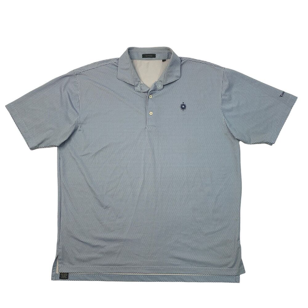Turtleson Polo Shirt Mens XL Cornflower Blue Printed Performance Stretch Golf